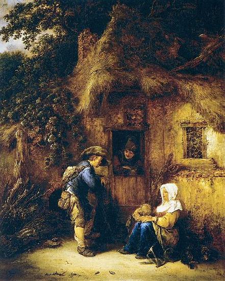 OSTADE, Isaack van Traveller at a Cottage Door France oil painting art